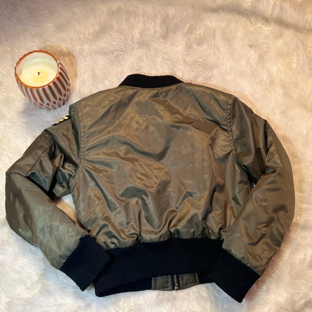 Urban Republic Sequence Patched Kid Girl's Bomber Jacket | Green | - Picture 2 of 6